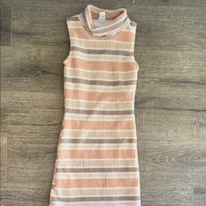 Striped Sleeveless Dress - Pink and Cream